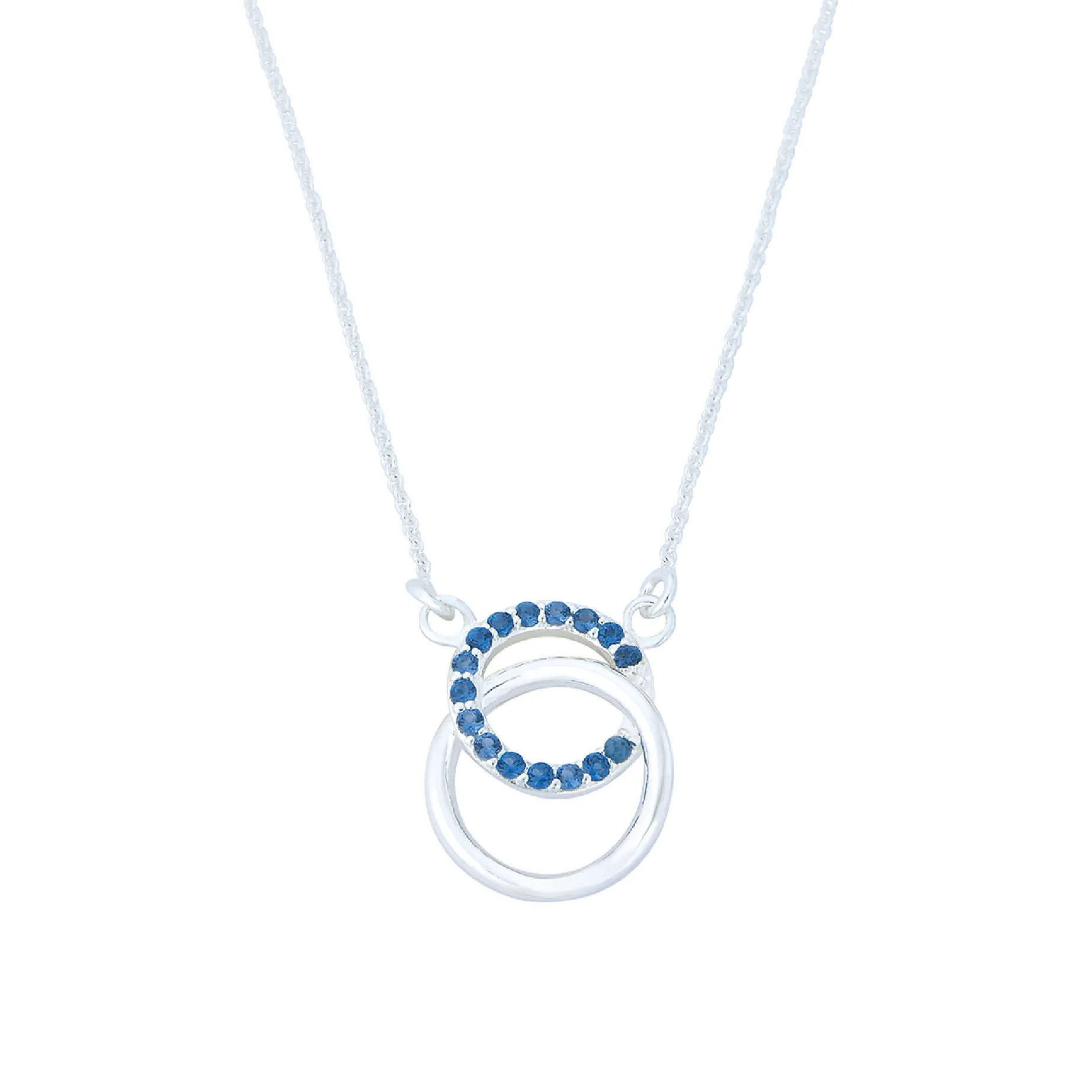 Antalya Sapphire CZ Circle Necklace | Sterling Silver