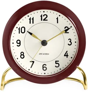Arne Jacobsen Station Table Clock With Alarm, Bordeaux