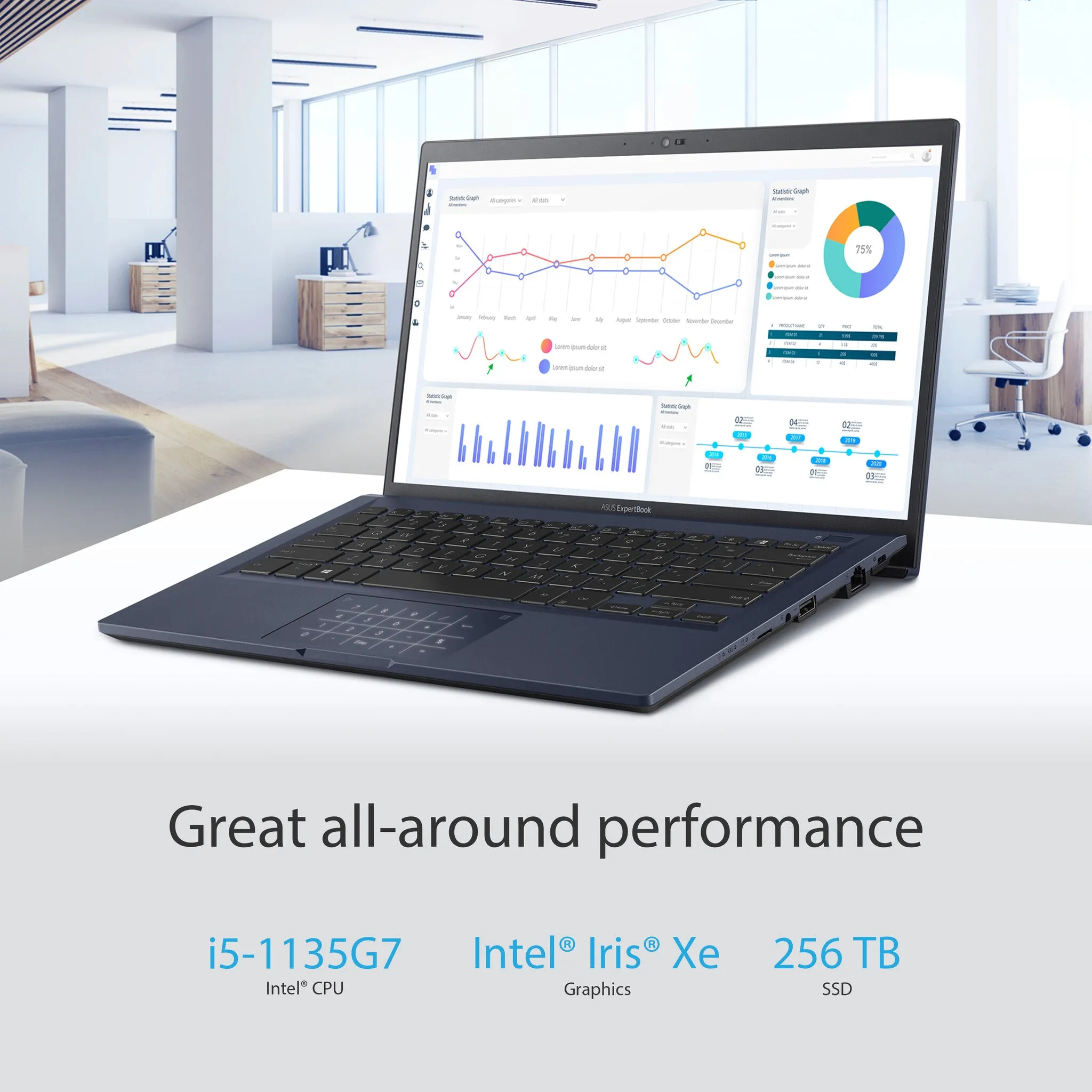 ASUS ExpertBook B1 B1400CEAE 14" Laptop - Intel Core i5-1135G7, 8GB RAM, 256GB SSD, Full HD, Windows 11 Pro, Black
