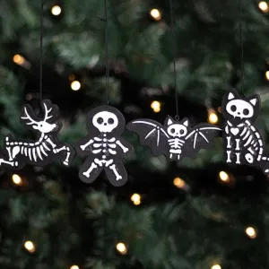 Black Skeleton Ornaments (set of 4)