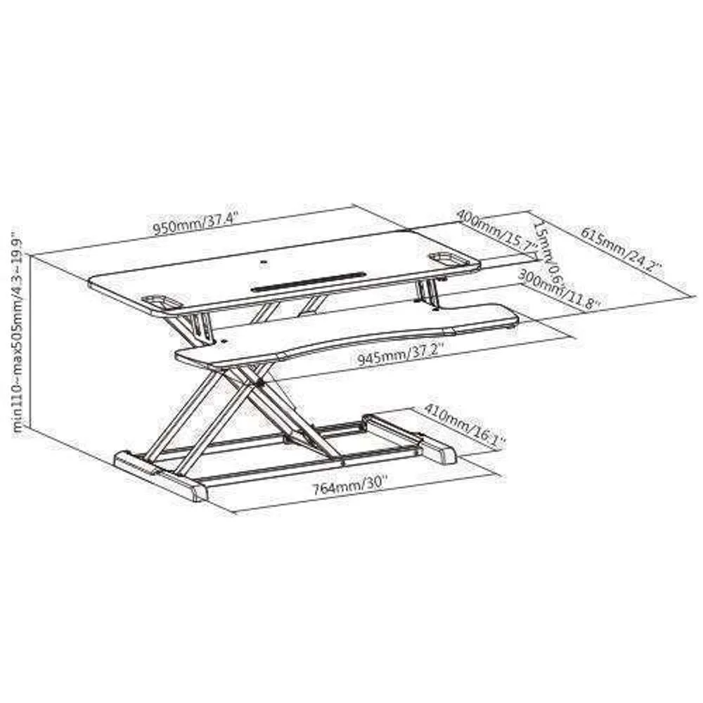 Brateck Desktop Sit-Stand Workstation 505mm 15kg