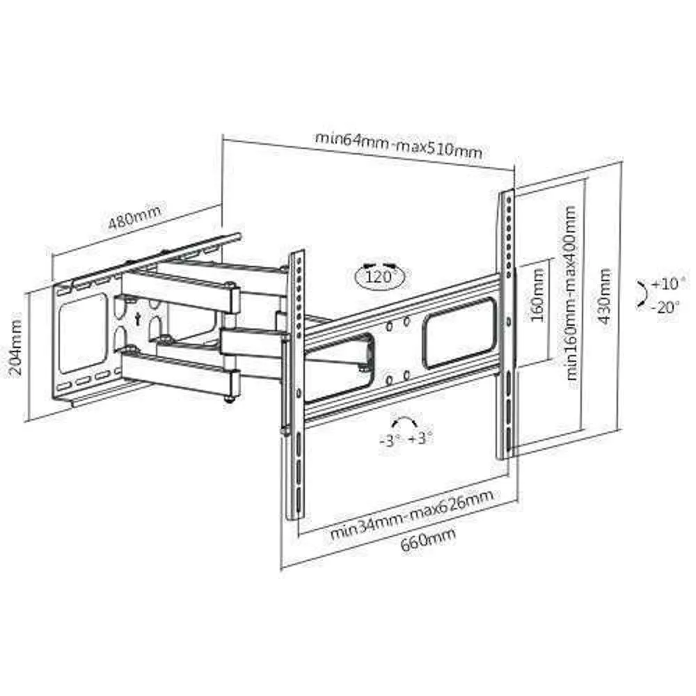 Brateck TV Wall Bracket Full Motion 37" - 70"