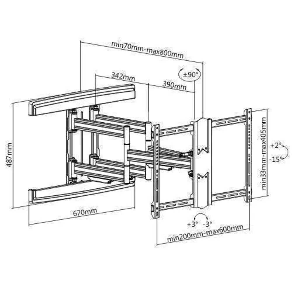Brateck TV Wall Bracket Full Motion 37" - 80"
