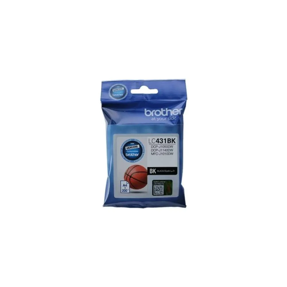 Brother LC431BK Black Ink Cartridge - Single Pack. Prints up to 200 pages