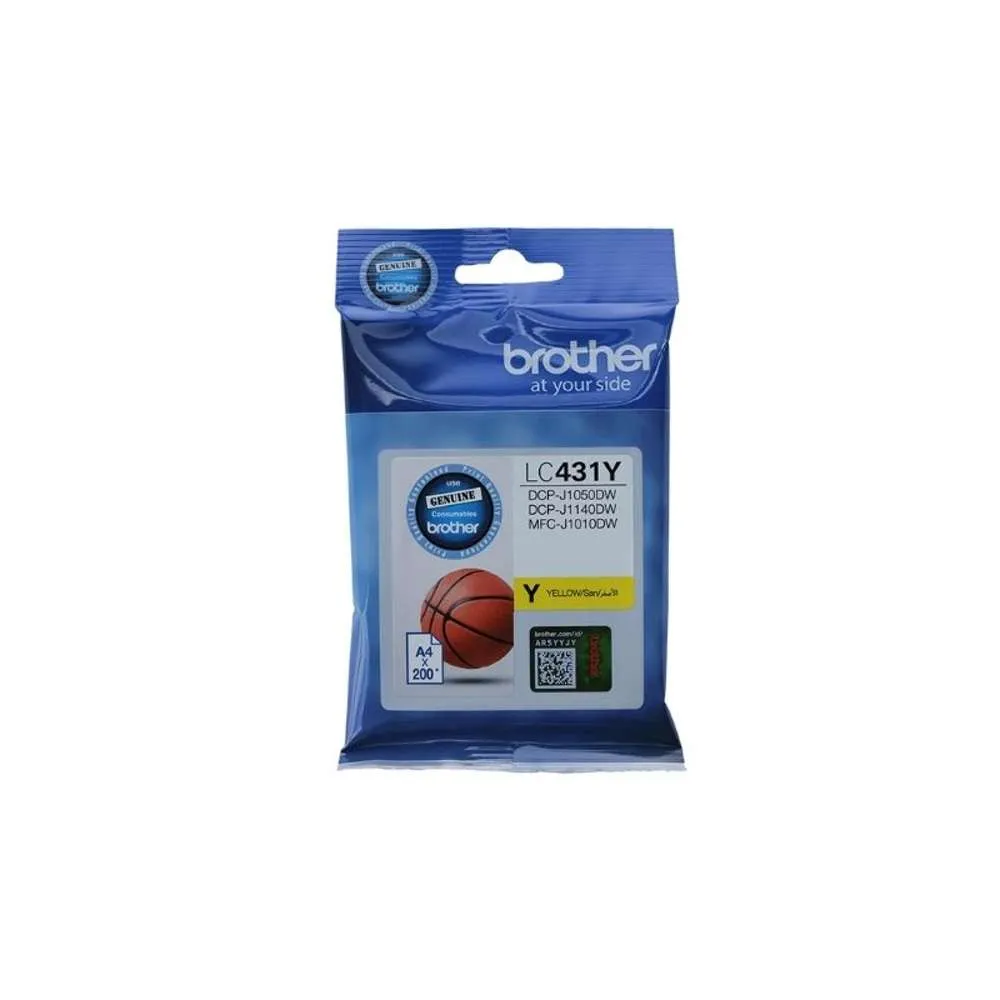 Brother LC431Y Yellow Ink Cartridge - Single Pack. Prints up to 200 page