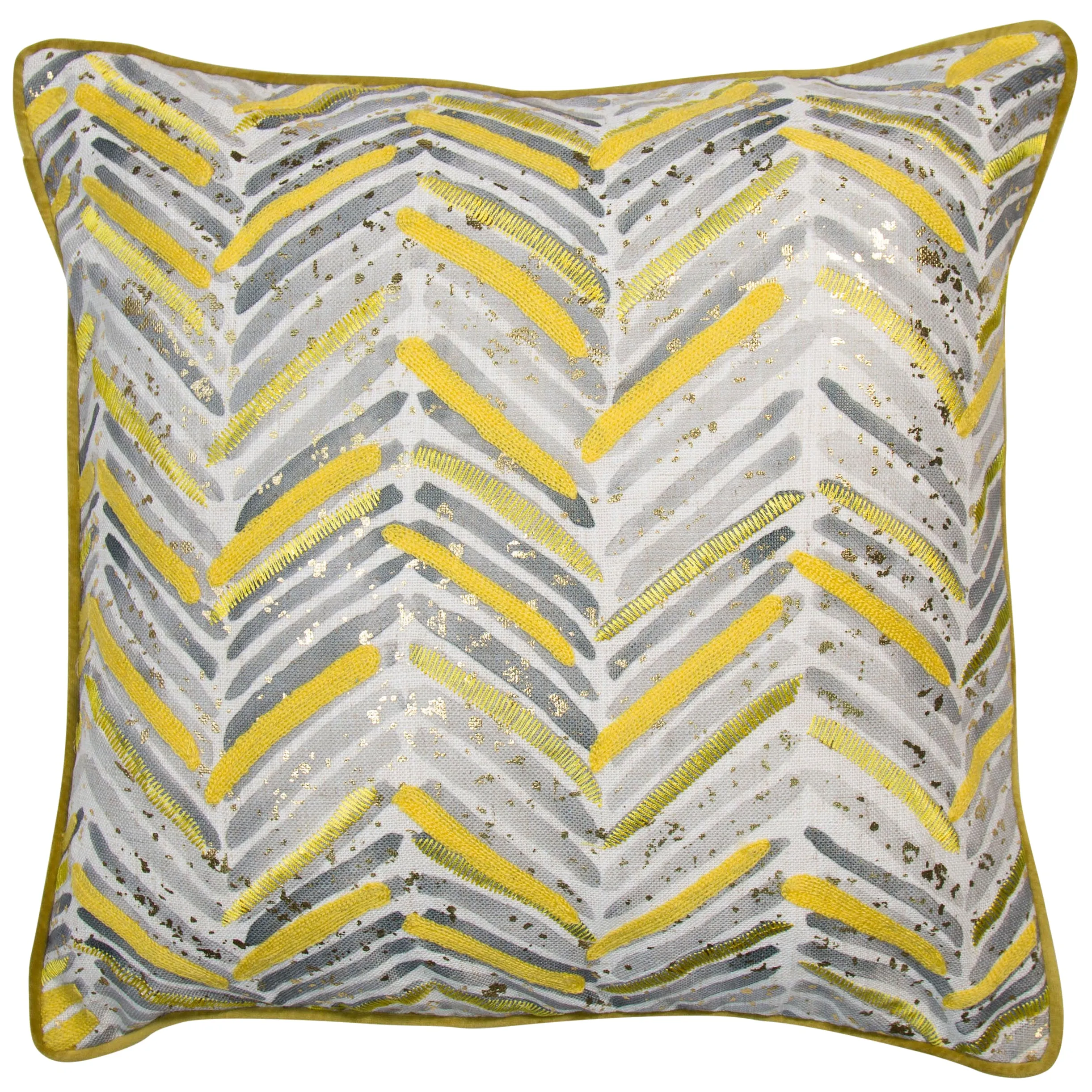 Chevron Embroidered Verdi Cushion | Mustard | 45x45cm