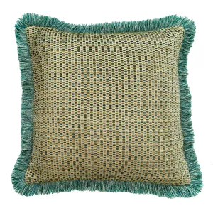 Chicago Threaded Jacquard Cushion with Fringe | Seafoam | 45x45cm