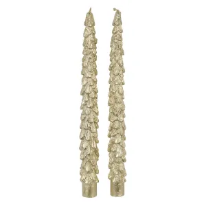 Christmas Tree Taper Candles | Gold | Set of 2