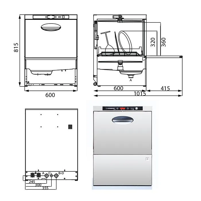 Comenda PF45 Prime Line Under Bench Dishwasher