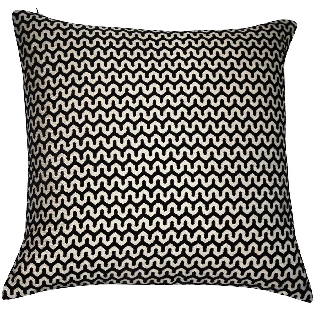 Cut Wave Velvet Oslo Cushion | Black | 43x43cm