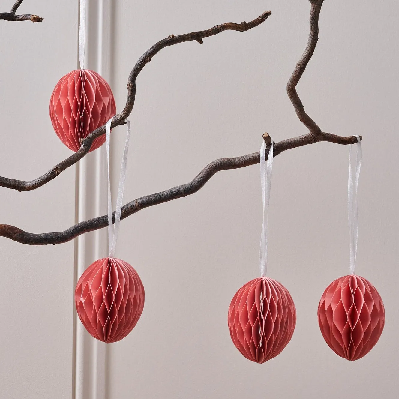 Decorative Hanging Paper Easter Eggs | Pink | Set of 4