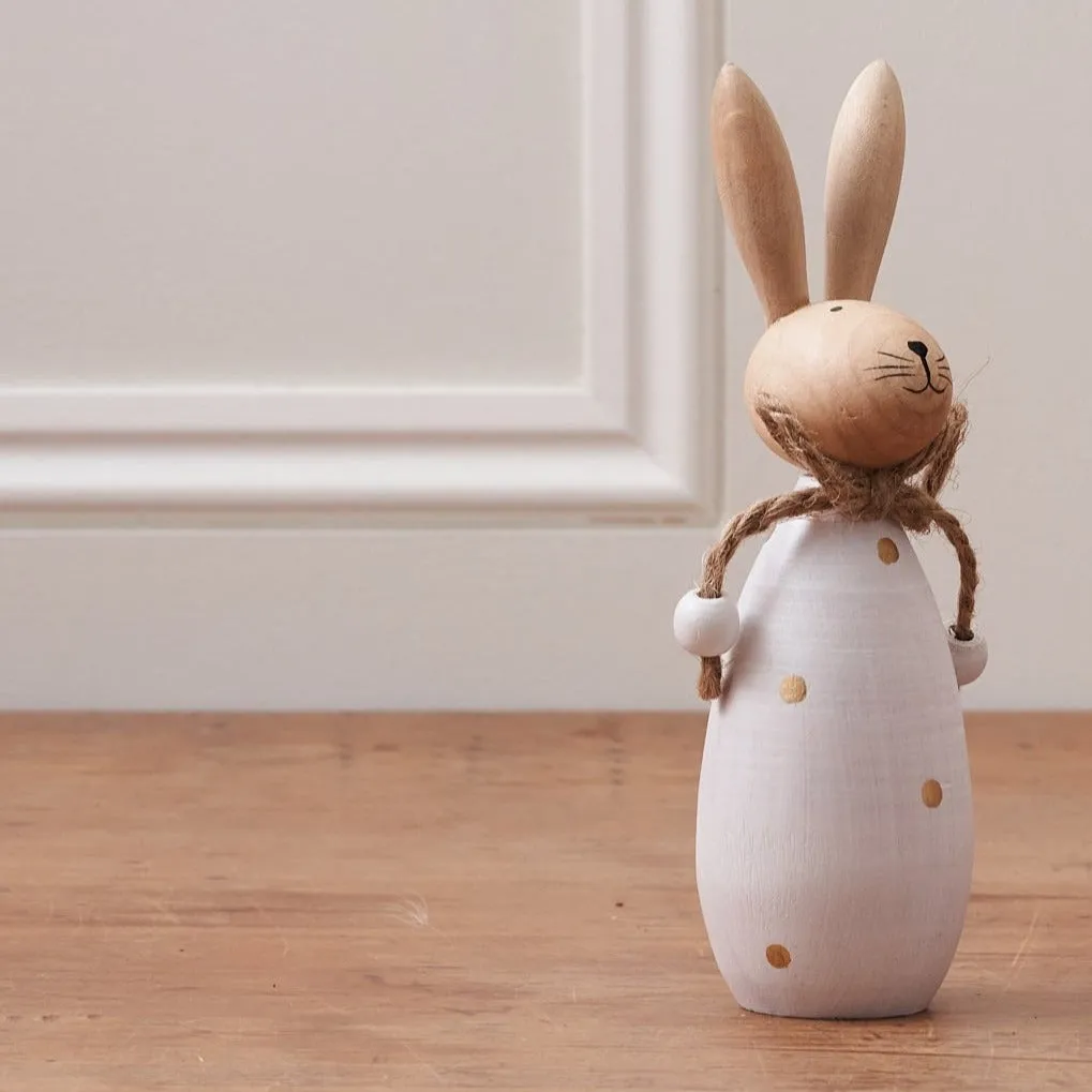 Decorative Wooden Easter Bunny with Bow