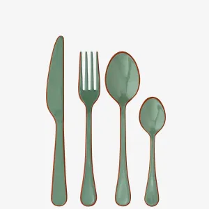 Enamel Cutlery - Light Green & Orange