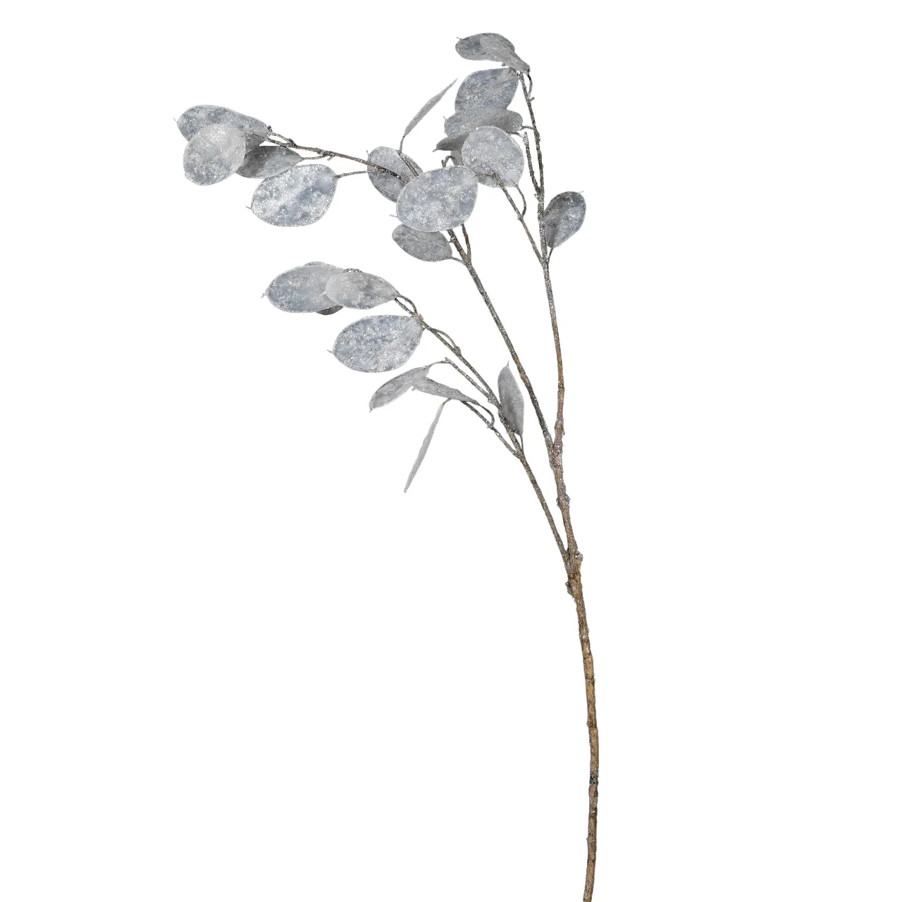 Faux Honesty Stem | White with Glitter