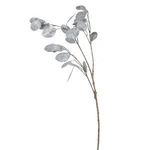 Faux Honesty Stem | White with Glitter