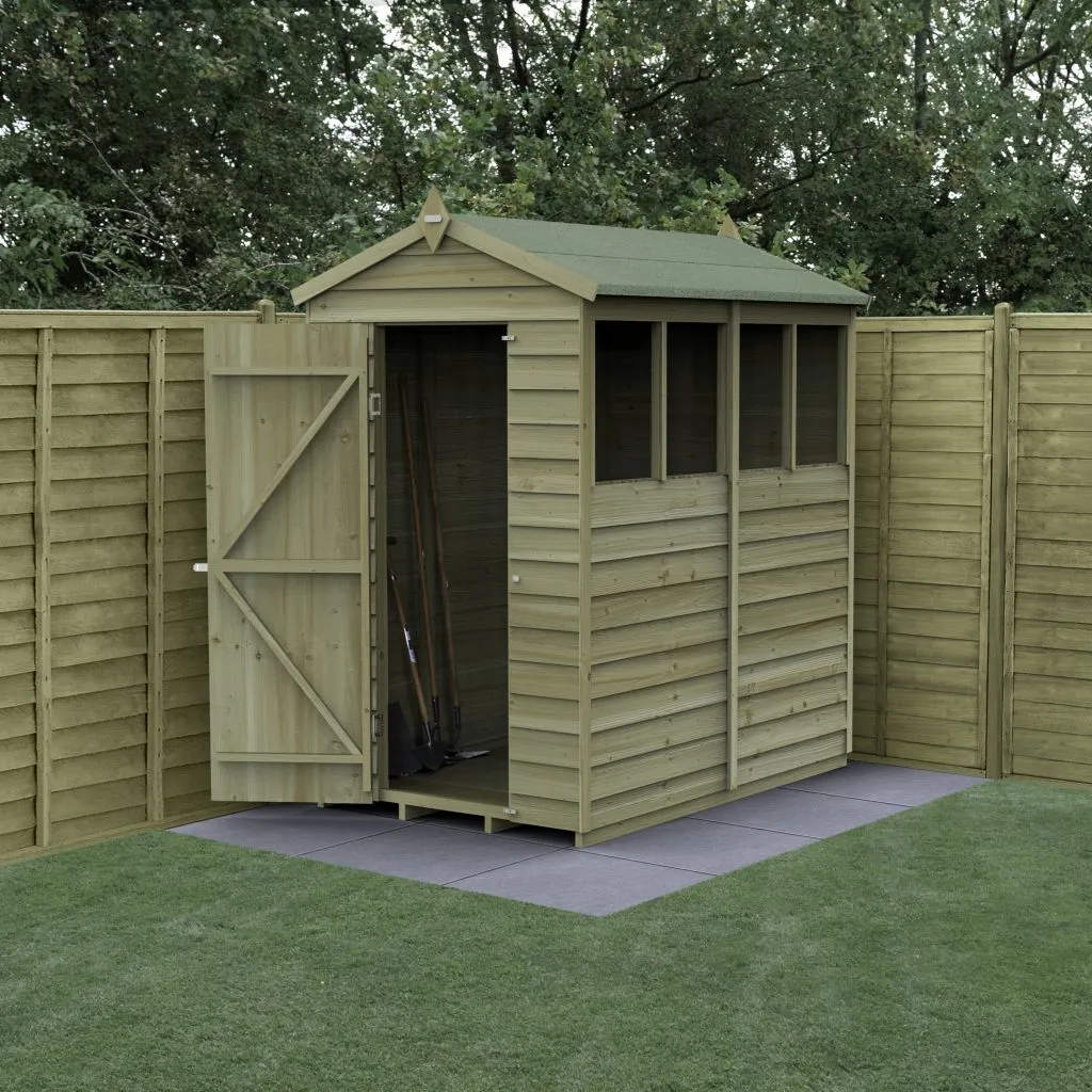 Forest Garden 4life Apex Shed 4x6 with Single Door and 4 Windows