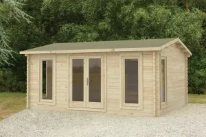 Forest Garden Rushock 5x4m Double Glazed Log Cabin with 24kg Polyester Felt and Underlay