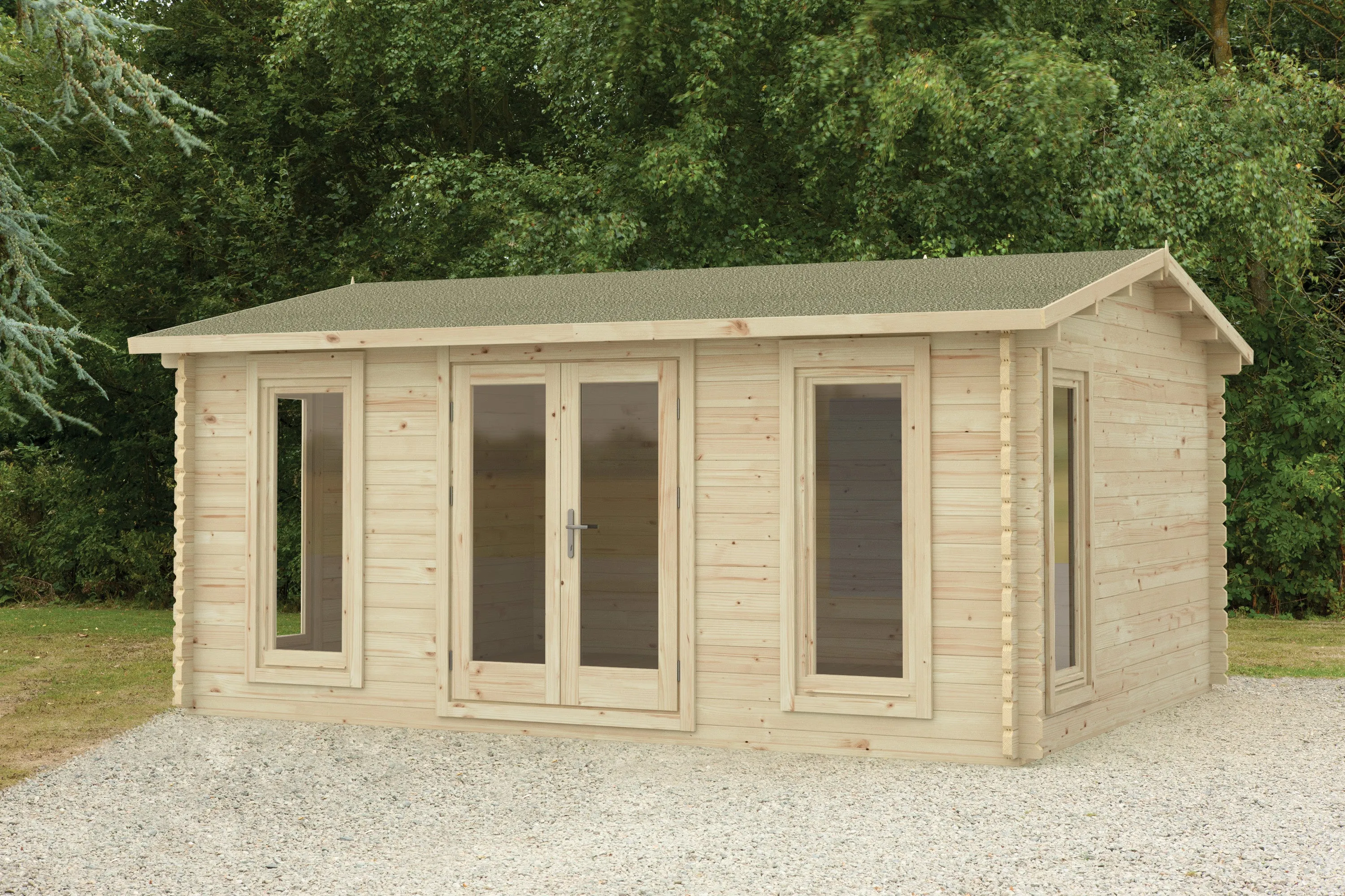 Forest Garden Rushock 5x4m Double Glazed Log Cabin with 24kg Polyester Felt and Underlay