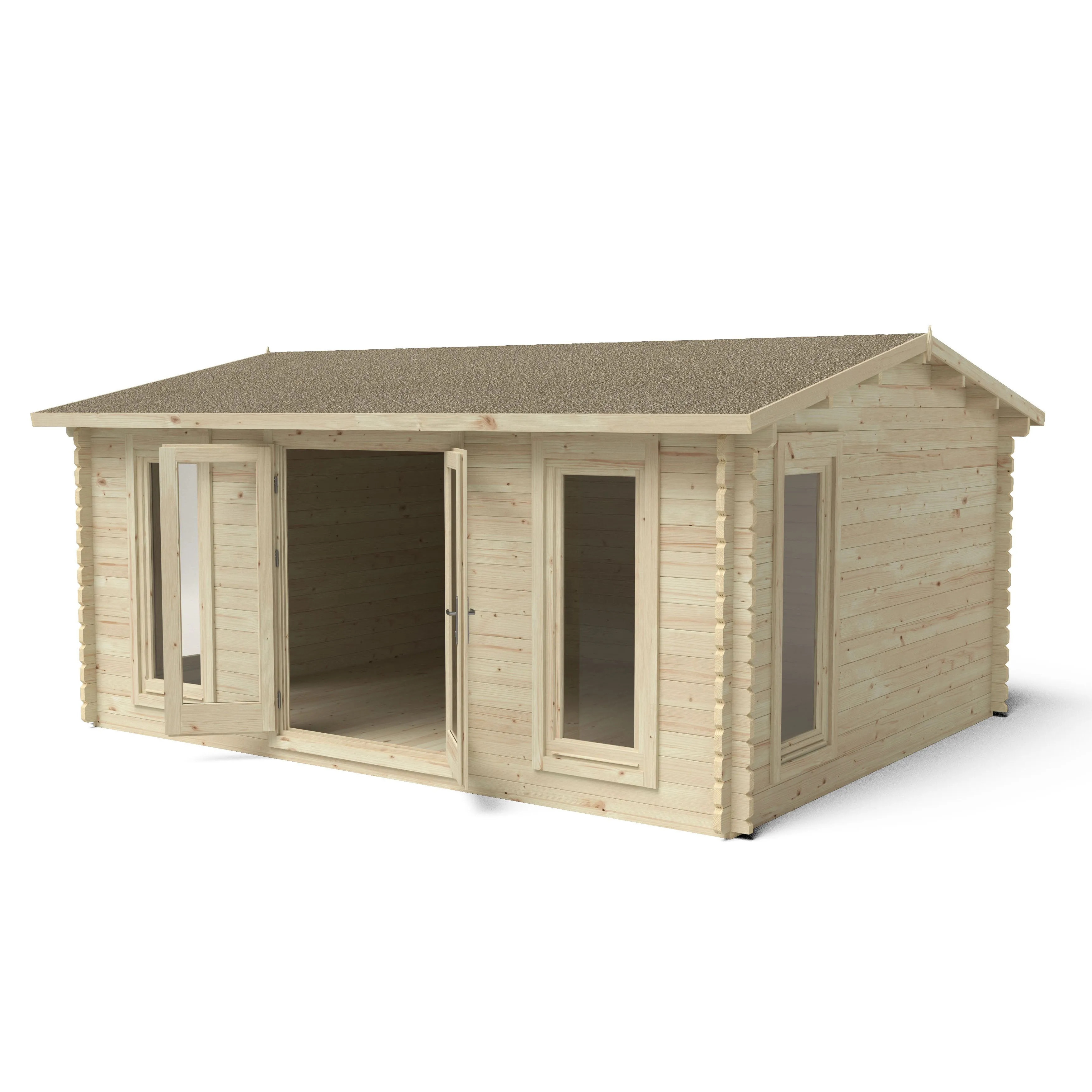 Forest Garden Rushock 5x4m Double Glazed Log Cabin with 34kg Polyester Felt and Underlay