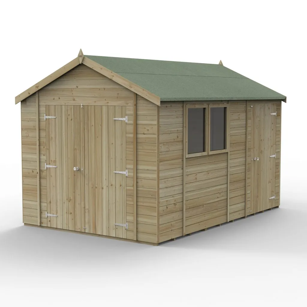Forest Garden Timberdale 128 Reverse Apex Shed - Double Door, Combo