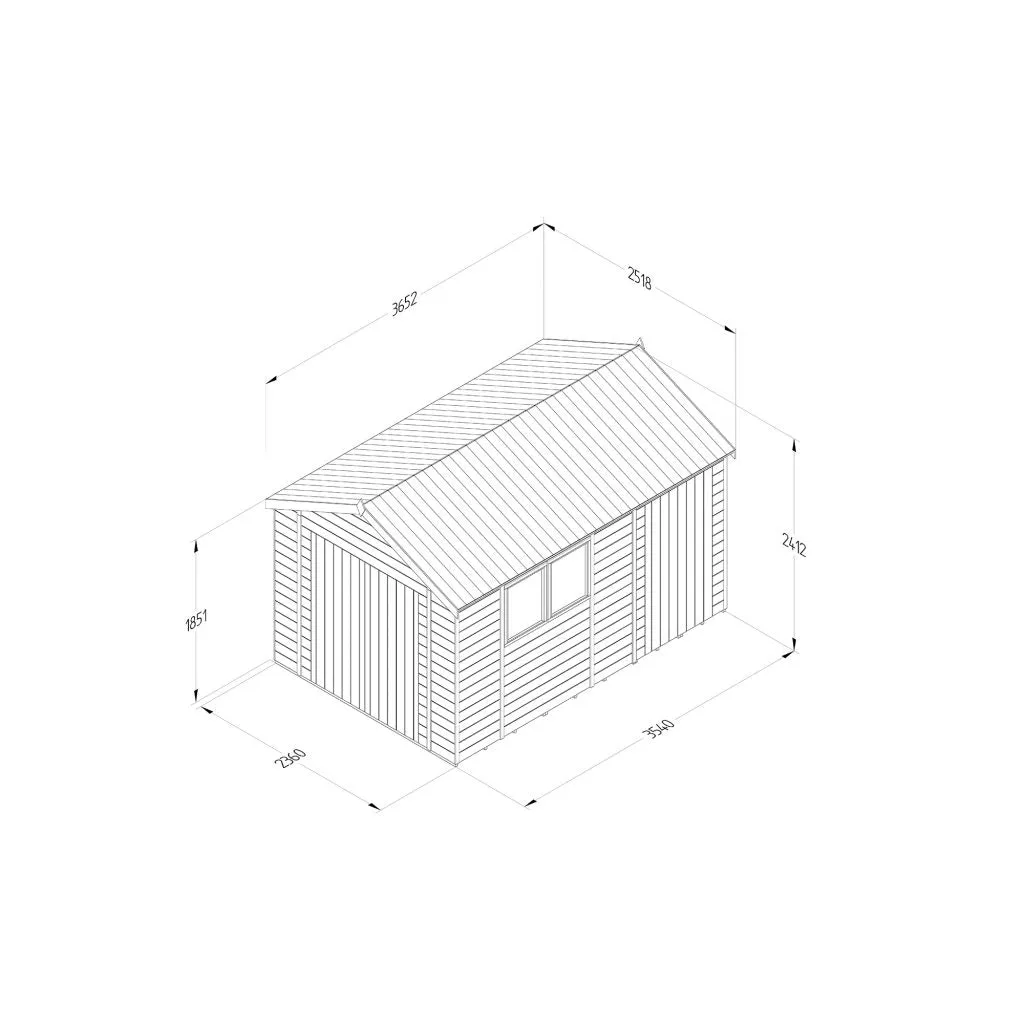 Forest Garden Timberdale 128 Reverse Apex Shed - Double Door, Combo