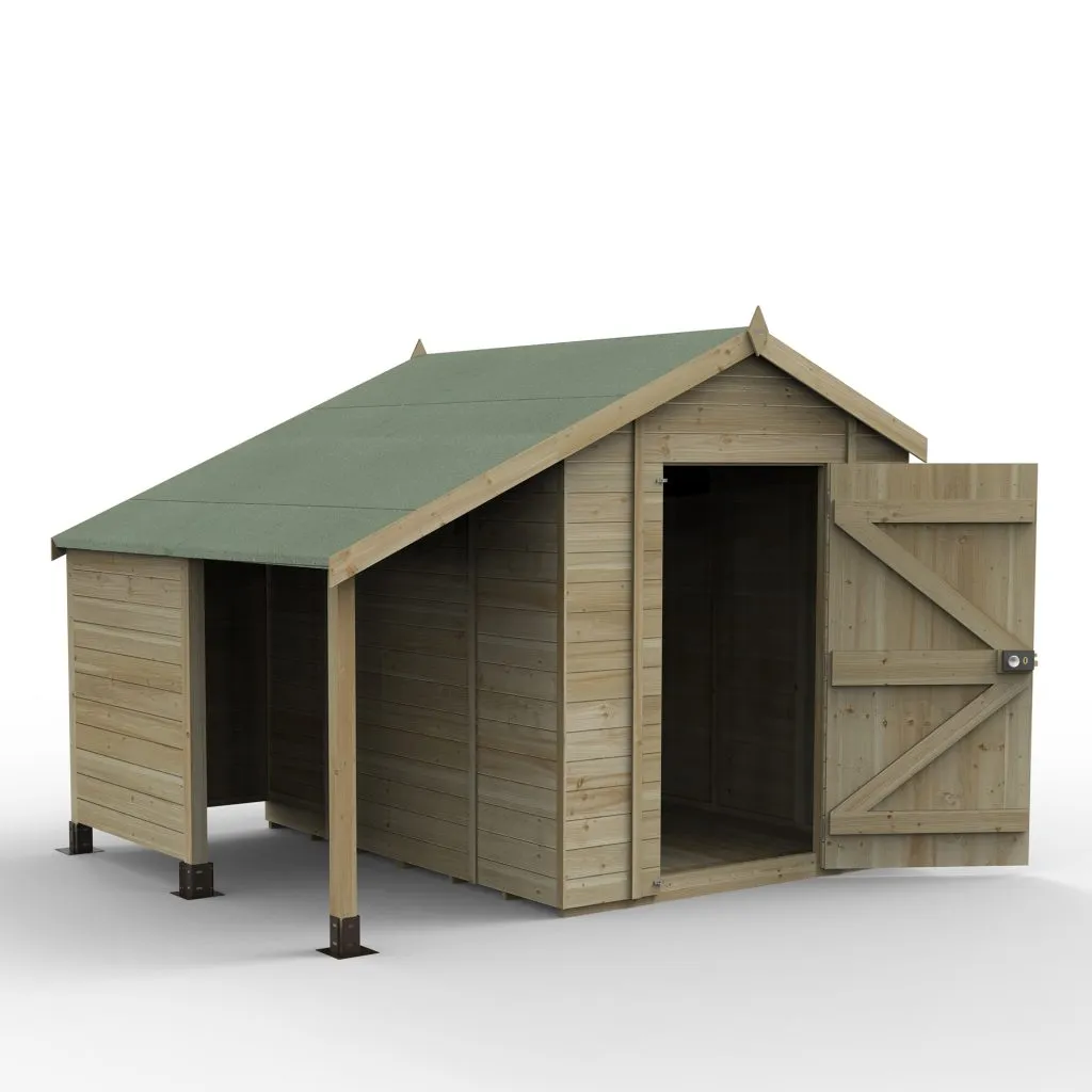 Forest Garden Timberdale 6x8 Apex Shed No Window with Log Store