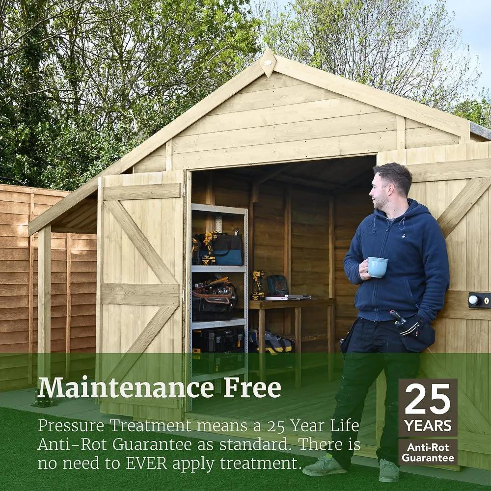 Forest Garden Timberdale 6x8 Apex Shed No Window with Log Store