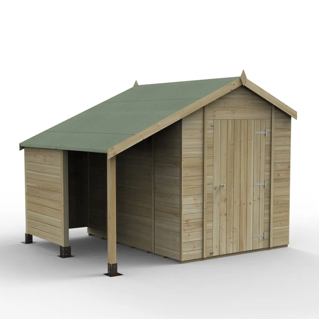 Forest Garden Timberdale 6x8 Apex Shed No Window with Log Store