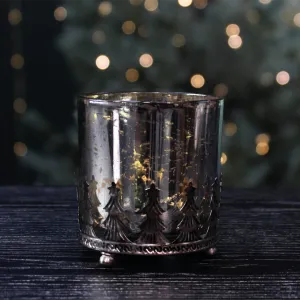 Frosted Christmas Tree Candle Holder | Silver