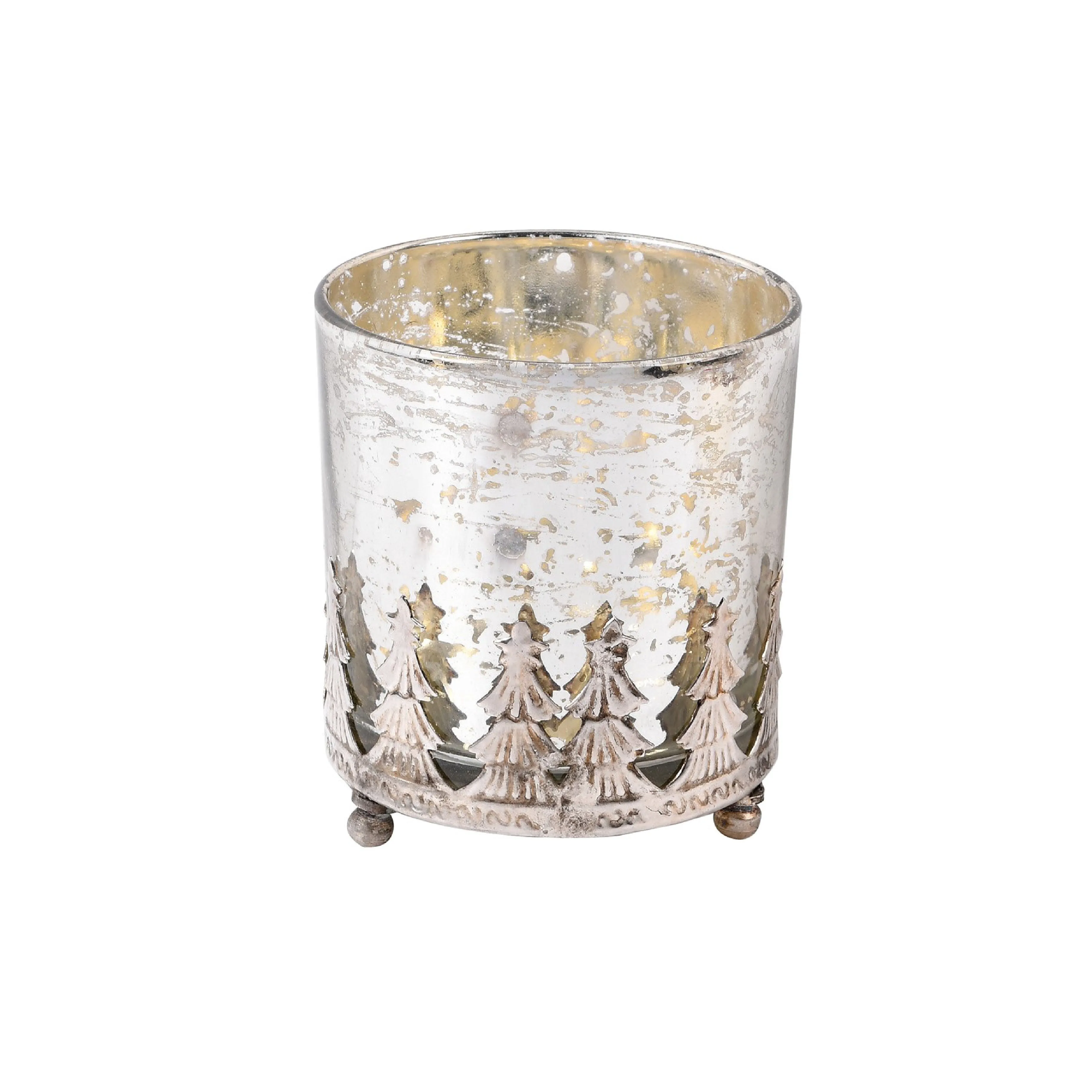 Frosted Christmas Tree Candle Holder | Silver