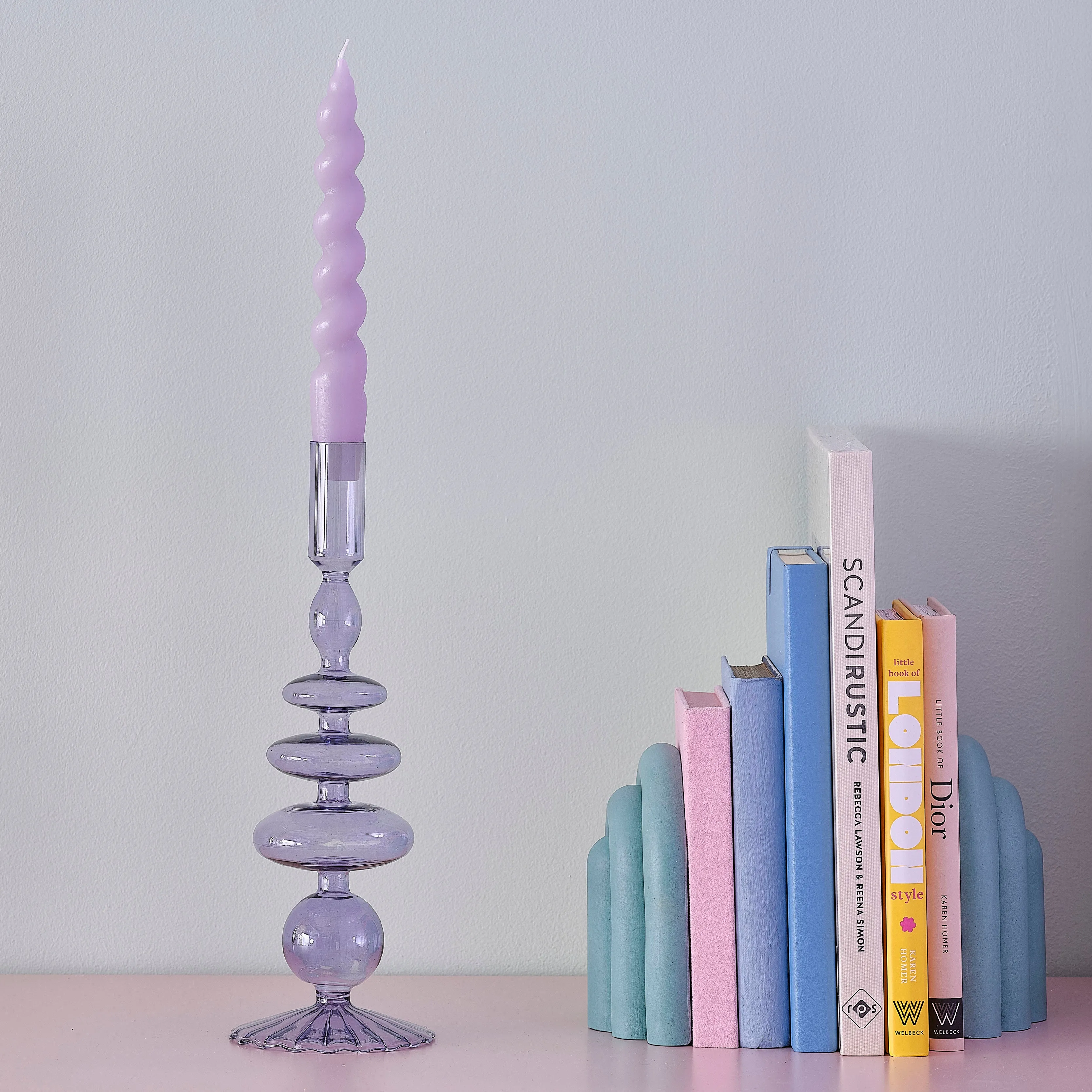 Glass Bubble Dinner Candle Holder | Lilac
