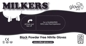 Glove Plus Milkers Nitrile Black Milking Gloves x100