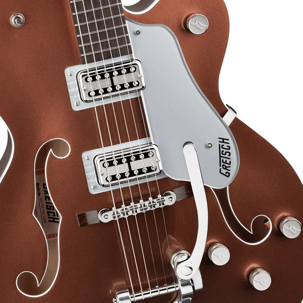Gretsch - G6118T Players Edition Anniversary Hollow Body with String-Thru Bigsby - Two-Tone Copper Metallic/Sahara Metallic
