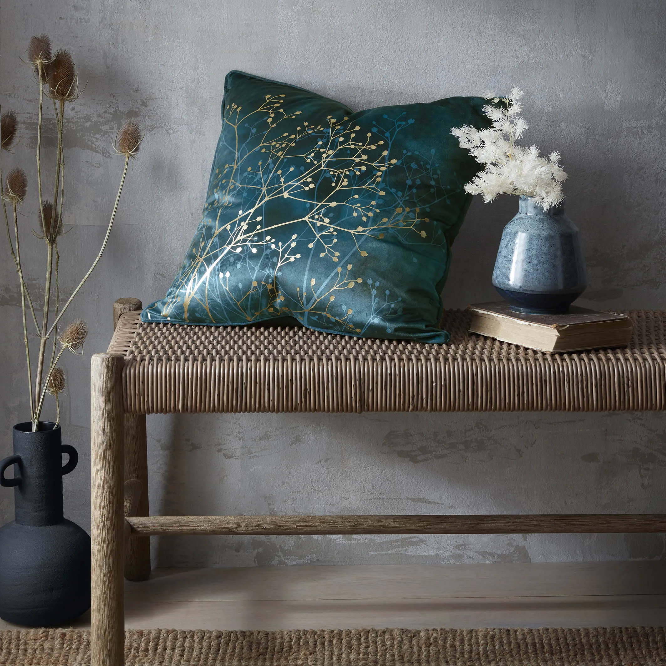 Gypsophila Velvet Cushion | French Navy | 50x50cm