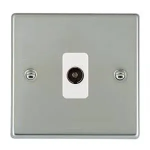 Hamilton 73TV-W TV 1 Gang Socket Coax - Polish Chrome & White Inserts