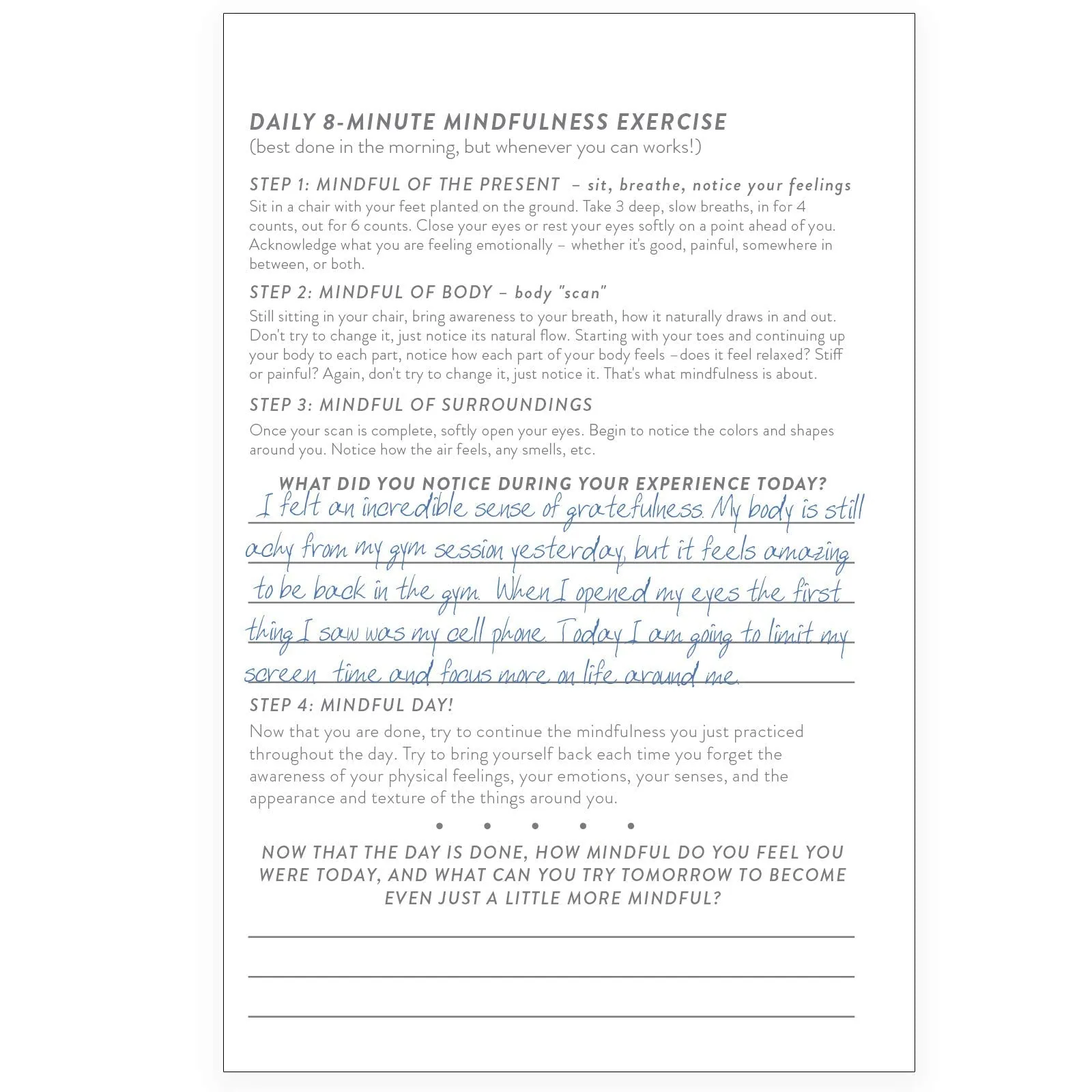 Hardcover Guided Mindfulness Journal | Cornflower Blue | 5x7"