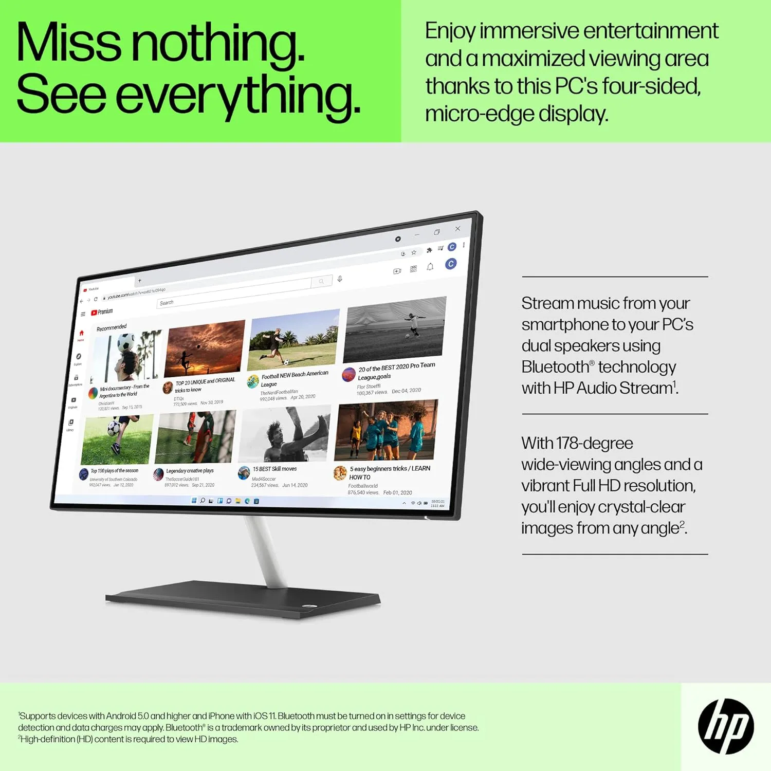 HP 24" All-in-One Desktop 8GB RAM 256GB AMD Radeon Graphics, Black | 650G3EA#ABU