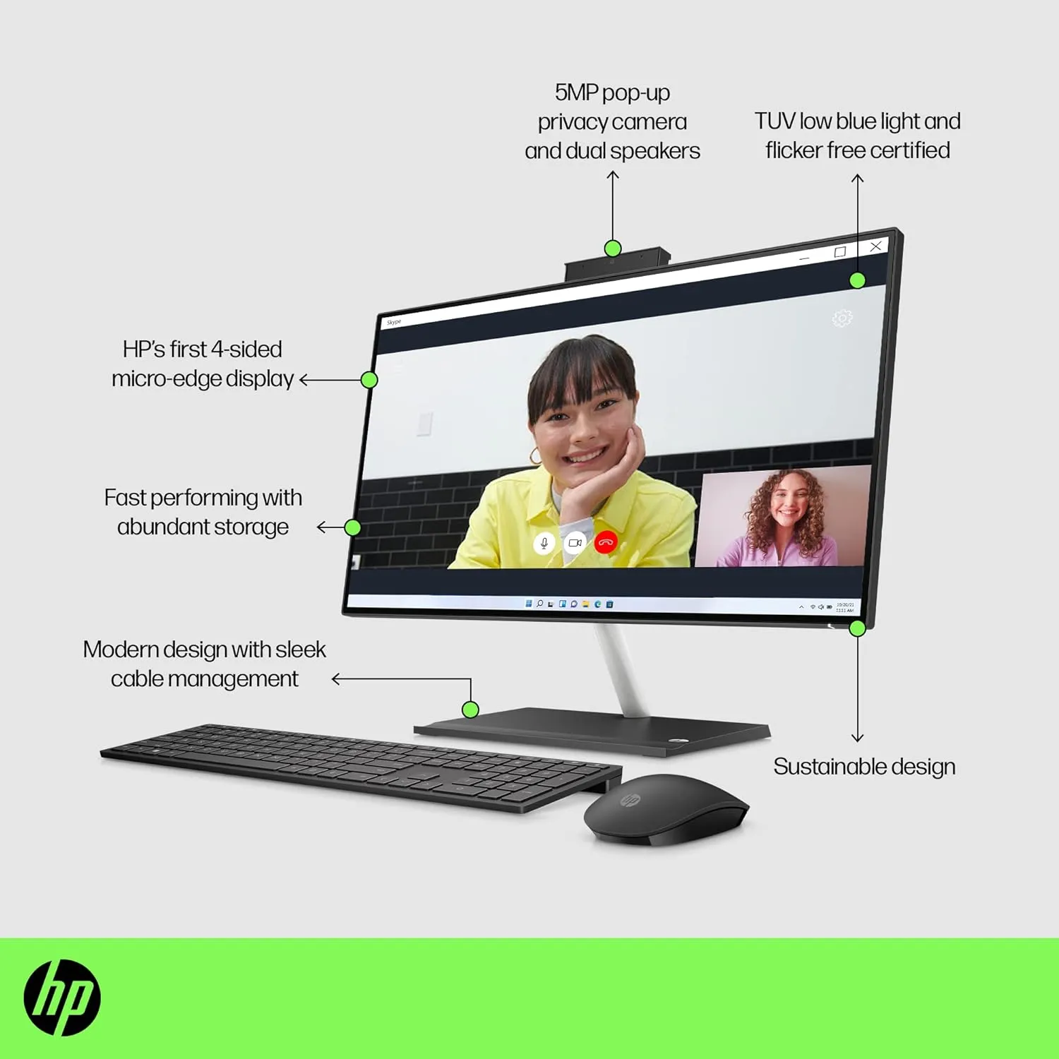 HP 24" All-in-One Desktop 8GB RAM 256GB AMD Radeon Graphics, Black | 650G3EA#ABU