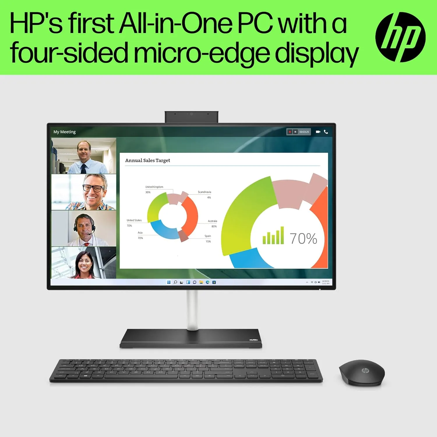 HP 24" All-in-One Desktop 8GB RAM 256GB AMD Radeon Graphics, Black | 650G3EA#ABU