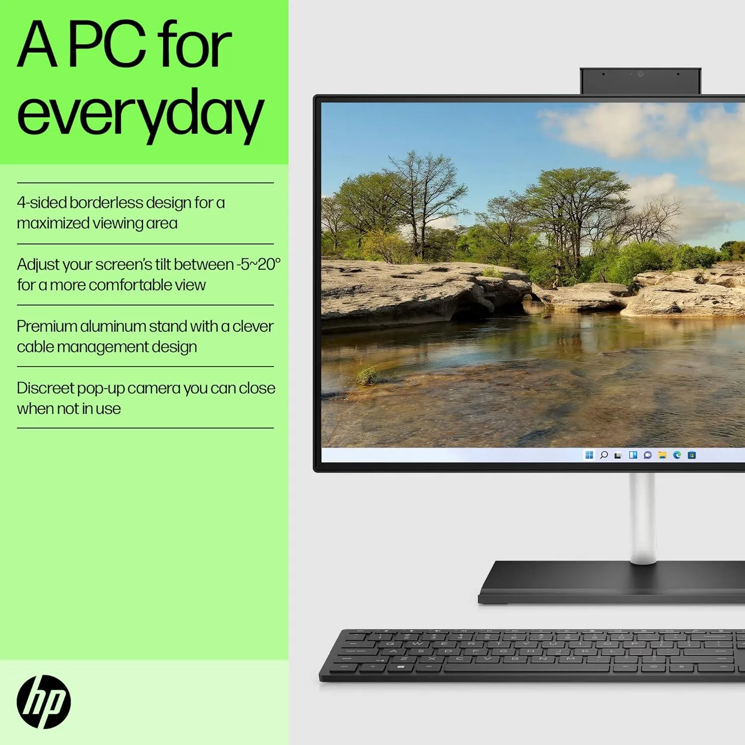 HP 24" All-in-One Desktop 8GB RAM 256GB AMD Radeon Graphics, Black | 650G3EA#ABU
