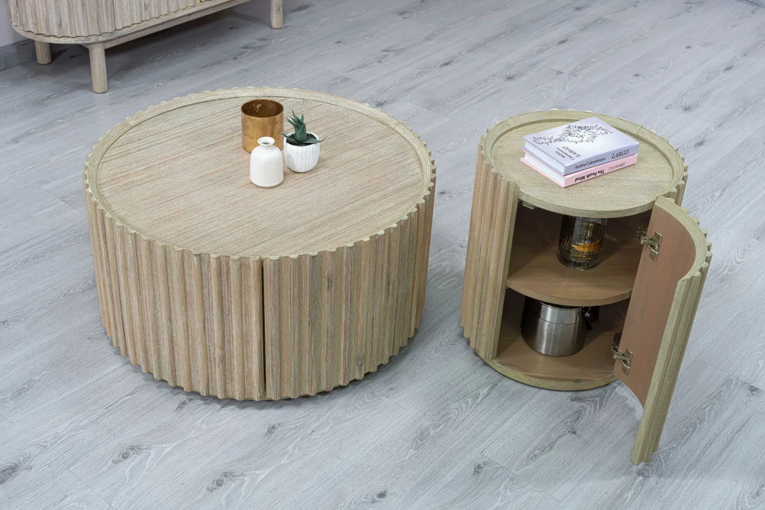 Humbach Side Table - White Washed Natural