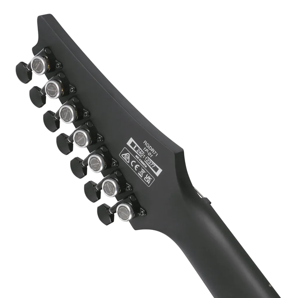 Ibanez RGDRB71 7-String Electric Guitar with Nyatoh Body and Ebony Fretboard - Black Flat