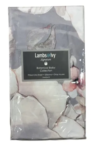 Lambs & Ivy Fitted Crib Sheet, Gray Floral