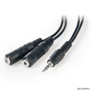 Laser 3.5mm Stereo Audio Male to 2 x 3.5mm Female Splitter Cable