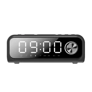 Laser Fabric Qi Wireless Charging Alarm Clock Bluetooth Speaker Red