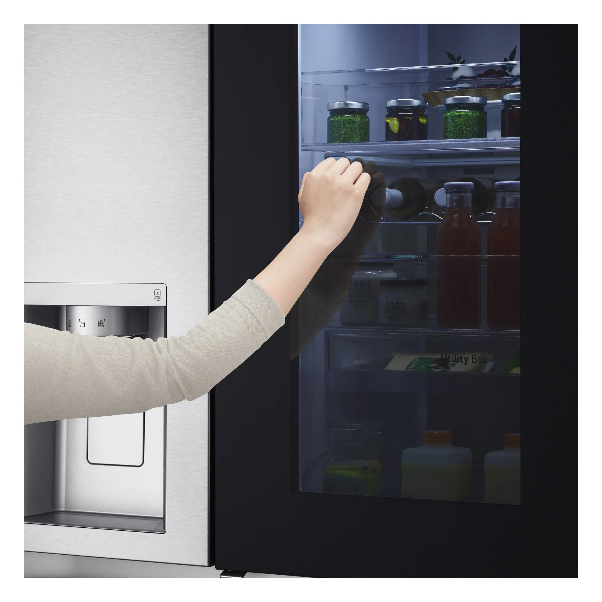 LG InstaView™ ThinQ™ GSXV91BSAE American Fridge Freezer
