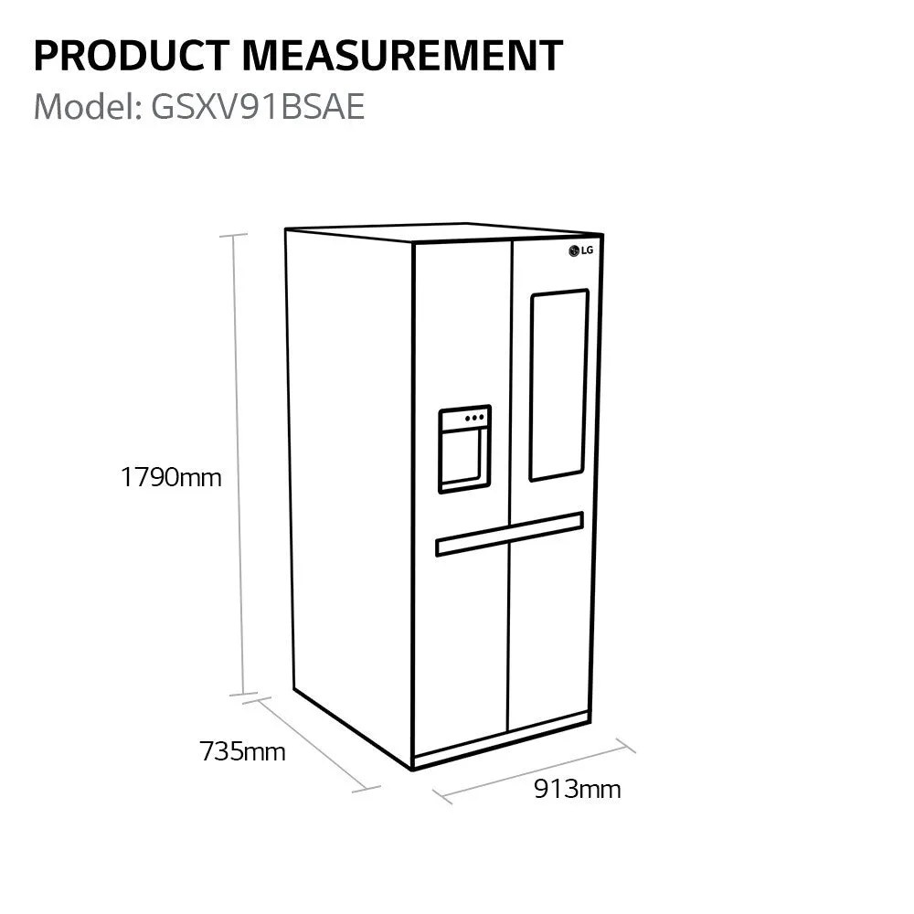 LG InstaView™ ThinQ™ GSXV91BSAE American Fridge Freezer