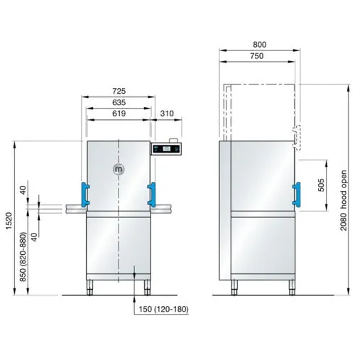 Meiko M-iClean HM Hood Passthrough Dishwasher