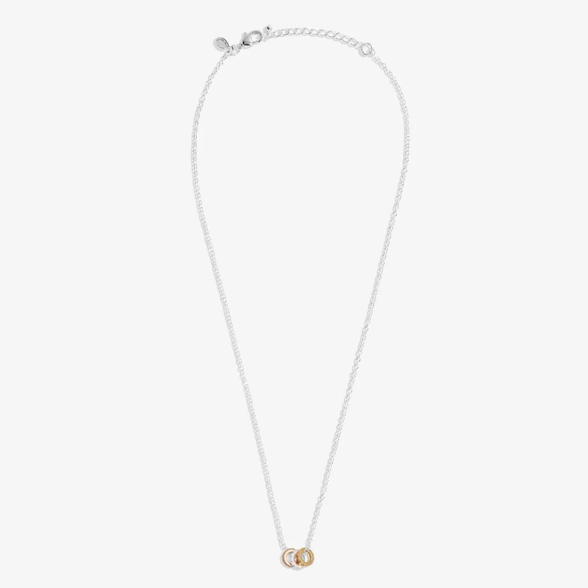 Mini Charms Three Tone Pav Necklace | Silver, Gold & Rose Gold Plated