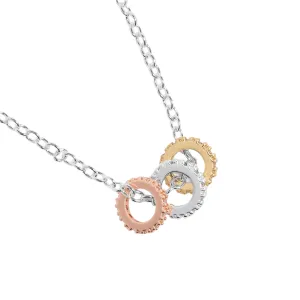 Mini Charms Three Tone Pav Necklace | Silver, Gold & Rose Gold Plated